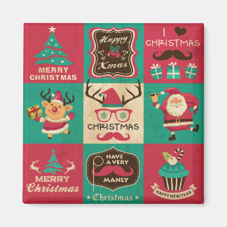 Een heel Manly kerstmustache Collage Magnet