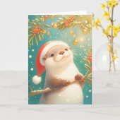 Een heel otterig Kerstfeest Kaart (Gele Bloem)