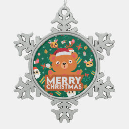 Een heel prettig kerstfeest tin sneeuwvlok ornament