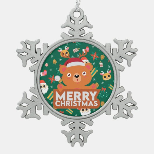 Een heel prettig kerstfeest tin sneeuwvlok ornament (Voorkant)