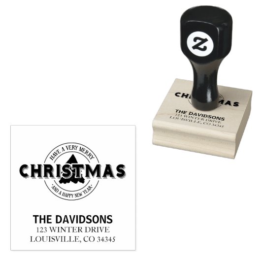 Een heel prettig kerstmonogram hebben rubberstempel (Gestempeld)