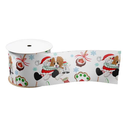 Een heel prettige Cavalier King Charles Kerstmis Satijnen Lint (Spoel)