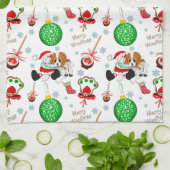 Een heel prettige Cavalier King Charles Kerstmis Theedoek (Gevouwen)