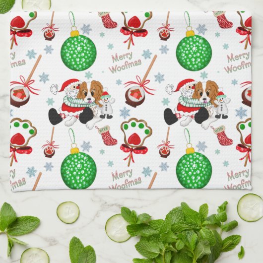 Een heel prettige Cavalier King Charles Kerstmis Theedoek (Gevouwen)