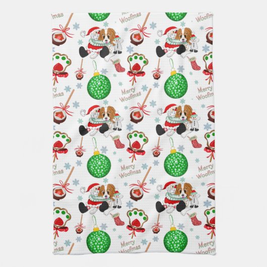 Een heel prettige Cavalier King Charles Kerstmis Theedoek (Verticaal)