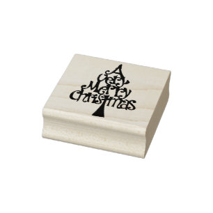 Een heel prettige kerstboom rubberstempel