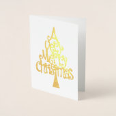 Een heel prettige kerstgoudboomtypografie folie kaarten (Voorkant)
