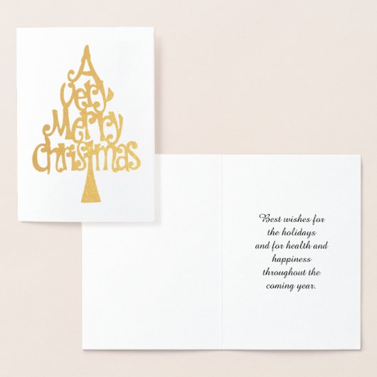 Een heel prettige kerstgoudboomtypografie folie kaarten (Display)