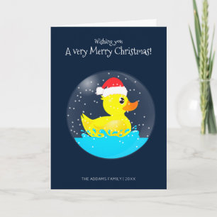 Een heel prettige kerstsnowglobe Rubber Duck Kaart