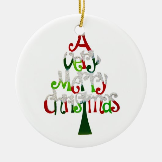 Een heel prettige kerstversiering keramisch ornament (Voorkant)