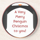 Een heel prettige pinguïn kerstmis voor jullie Ond Zandsteen Onderzetter (Voorkant)