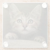 Een heel zoete tablet Kitten Glazen Onderzetter (Achterkant)