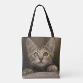 Een heel zoete tablet Kitten Tote Bag (Achterkant)