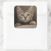 Een heel zoete tablet Kitten Vierkante Sticker (Tas)