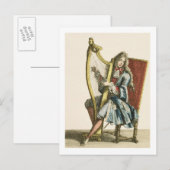 Een heer die de harp speelt (graven) briefkaart (Voorkant / Achterkant)