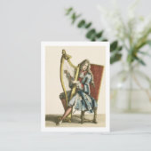 Een heer die de harp speelt (graven) briefkaart (Staand voorkant)