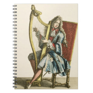 Een heer die de harp speelt (graven) notitieboek