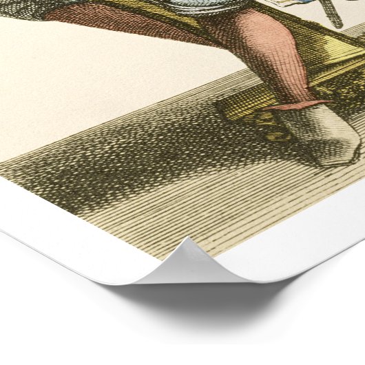 Een heer die de harp speelt (graven) poster (Hoek)