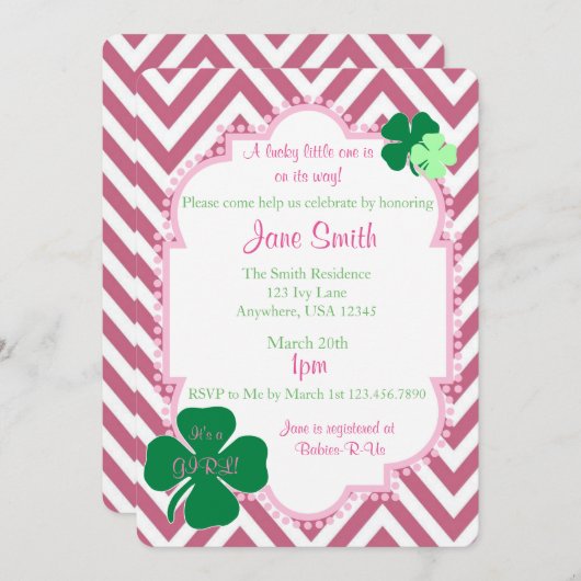 Een heerlijk klein Iers Baby shower nodigt uit Kaart (Voorkant / Achterkant)