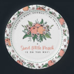 Een heerlijk klein strand op weg naar Baby shower  Papieren Bordje<br><div class="desc">Kut kleine perzikkleurige baby showers borden met perziken,  perzikbloesems,  groen en een perzikgrens met een perzikthema baby shower.</div>