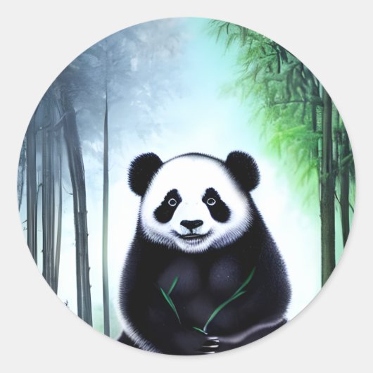Een heerlijk kleine Panda-Beer. Ronde Sticker (Voorkant)