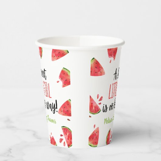 Een heerlijk meisje met watermeloen Baby shower Papieren Bekers (Links)