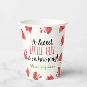 Een heerlijk meisje met watermeloen Baby shower Papieren Bekers