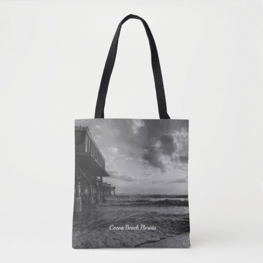 Een heerlijke 'beach morning Grayscale'-Canvas tas (Voorkant)