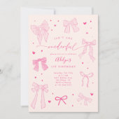 Een heerlijke Coquette Bow Pink verjaardagsfeestje Kaart (Voorkant)
