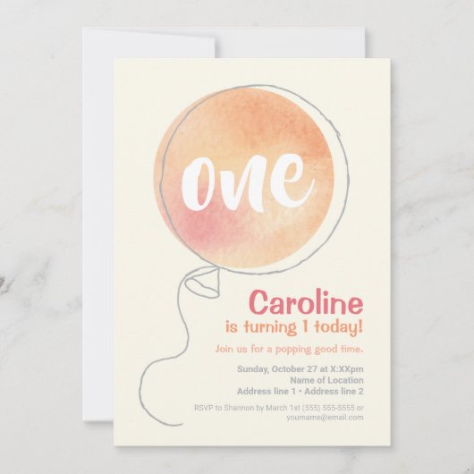 Een heerlijke dag! Pastelballon 1e verjaardag Uitn Kaart (Voorkant)