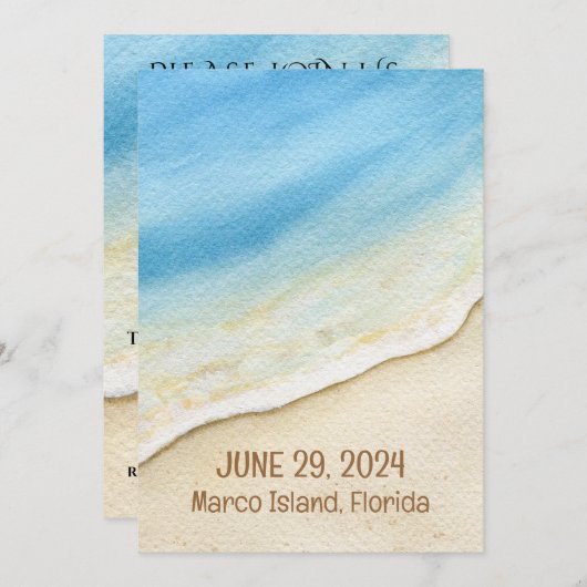 Een heerlijke dag voor een strandbruiloft - uitnod kaart (Voorkant / Achterkant)