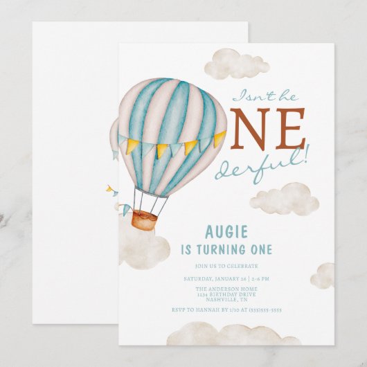 Een heerlijke heteluchtballon 1e verjaardag kaart (Voorkant / Achterkant)
