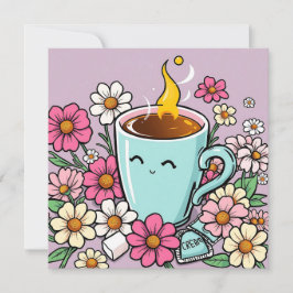 Een heerlijke kop warme koffie en bloemen