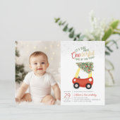 Een heerlijke tijd van het jaar fotoauto 1e verjaa kaart (Staand voorkant)