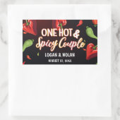 Één Heet & Kruidig Paar Huwelijk, Douane Paar naam Rechthoekige Sticker (Tas)