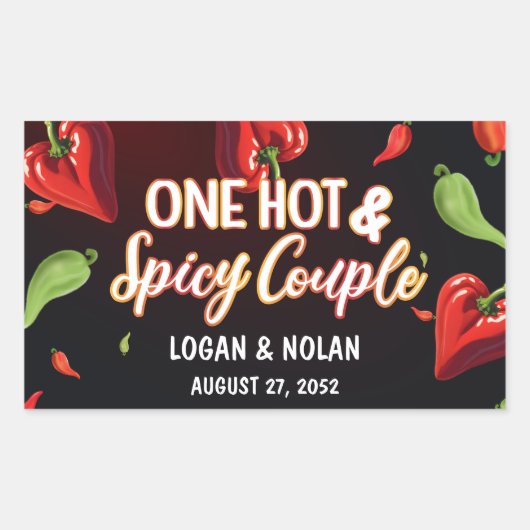 Één Heet & Kruidig Paar Huwelijk, Douane Paar naam Rechthoekige Sticker (Voorkant)