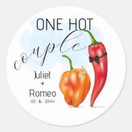 Eén Heet Stel Heete Paprika Huwelijk Ronde Sticker