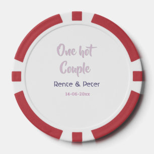 Een heet stel voeg naam paarse pastel retro modern poker chips