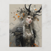 Een heidense godin met gewei briefkaart (Voorkant)