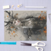 Een heidense godin met gewei decoupage tissuepapier (Craft)