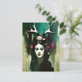 Een heidense vrouw schildert briefkaart (Staand voorkant)