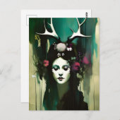 Een heidense vrouw schildert briefkaart (Voorkant / Achterkant)