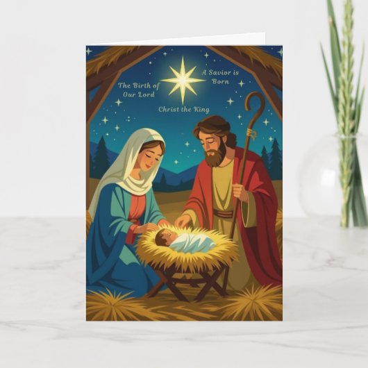 Een Heiland is Geboren Feestdagen Kaart (Voorkant)