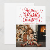 Een heilige kerst. Rood schattig script Feestdagenkaart (Voorkant / Achterkant)