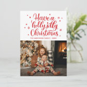 Een heilige kerst. Rood schattig script Feestdagenkaart (Staand voorkant)