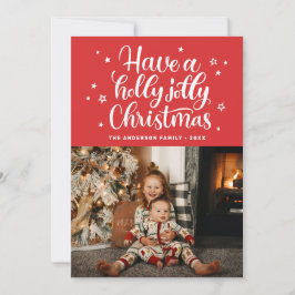 Een heilige kerst. Rood schattig script Feestdagenkaart