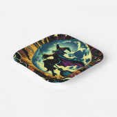 Een heks en een Halloweenfeest Papieren Bordje (Gebogen)