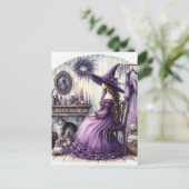Een heks en haar kat briefkaart (Staand voorkant)