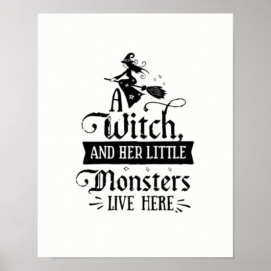 Een heks en haar kleine monsters wonen hier poster (Voorkant)