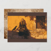 Een heks en haar raaf bekend, briefkaart (Voorkant / Achterkant)